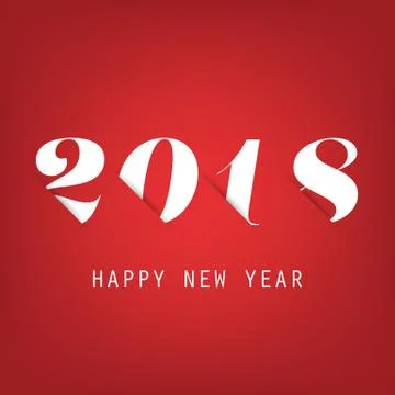  Simple Red New Year Card, Cover or Background Design Template - 2018 Stock Illustration
