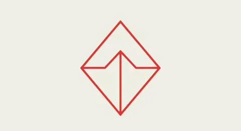 Simple red origami bird icon Stock Illustration
