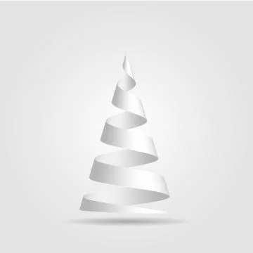 Simple red paper ribbon folded in a shape of Christmas tree. Merry Christmas Stock Illustration