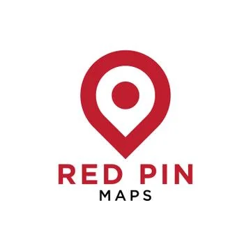 Simple red pin map logo design template vector Stock Illustration