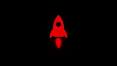 Simple red rocket ship launching upward on black background motion graphic. Stock Footage 345547882