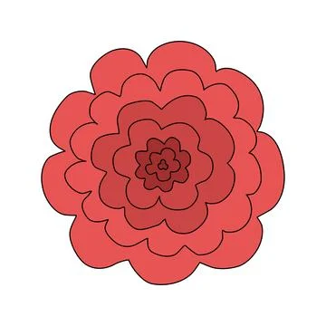 Simple red rose flower head, top view, spring design element, vector Illustrazione stock