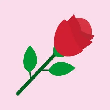 Simple Red Rose Flower Vector Illustration Graphic Stock Illustration