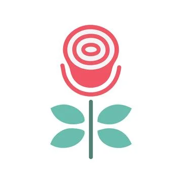 Simple red rose icon design. Minimalist design of a rose, symbolizing love,.. Illustrazione stock