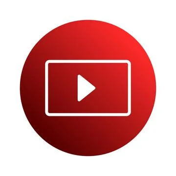 A simple red round icon with a play button, perfect for digital media and m.. Stock Illustration