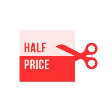 Simple red scissors like half price Stock Illustration