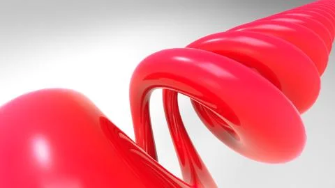 Simple red spiral abstract shape is in space, 3d rendering computer generated Stock Photos