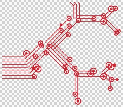 Simple red splitting circuit network transparent PNG Stock Photos