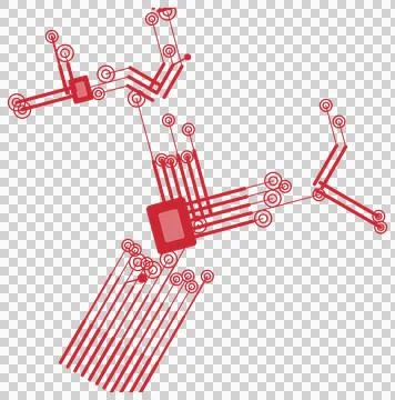 Simple red splitting circuit network transparent PNG design element Stock Photos
