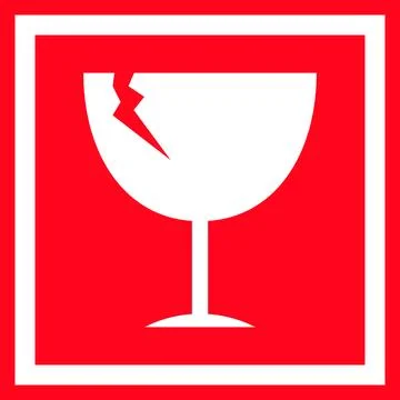 Simple red sticker design of “Be careful for fragile” Stock Illustration