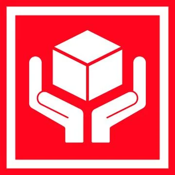 Simple red sticker design of “Handle with care” Stock Illustration