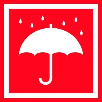 Simple red sticker design of “Keep dry” Stock Illustration