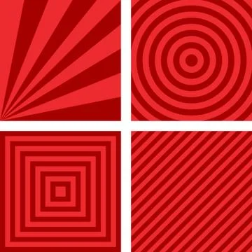 Simple red striped pattern background set Stock Illustration