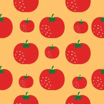 Simple red tomatoes seamless pattern. Stock Illustration