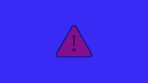 Simple Red Warning sine with Triangle Against Blue Background Design Stock Footage 332183864