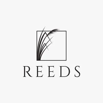 Simple reeds in frame logo vector on white background Stock Illustration