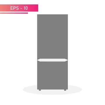 A simple refrigerator with two sections and handles in the center. Solid design Stock Illustration