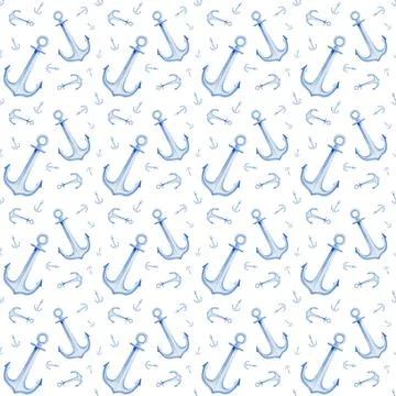 Simple repeated anchor pattern on the white background Illustrazione stock