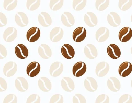 A simple repeating pattern of stylized coffee beans in light and dark brown.. Stock Illustration
