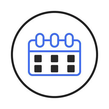 Simple representation of a calendar icon inside circular frame symbolizing .. Stock-Illustration