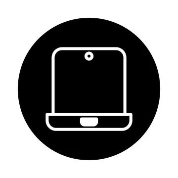 Simple representation of a tablet device within a dark circular background,.. Stock Illustration