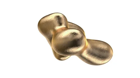 Simple reshaping of gold molecules. Seamless loop of drops of liquid gold Stock Footage 149915839