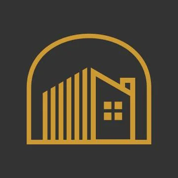 Simple Residence Gold Logo Stock Illustration