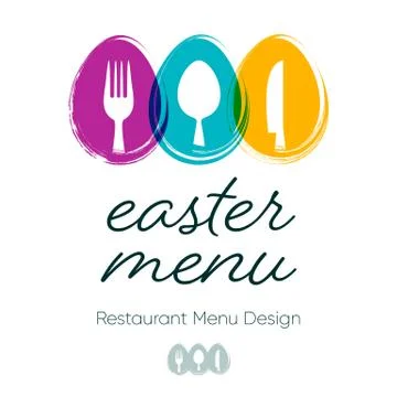 Simple restaurant easter menu design with cutlery Illustration