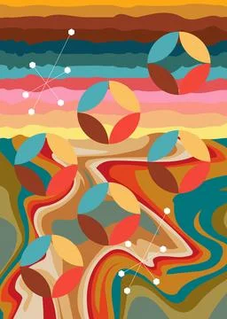 Simple retro 70s background. Groovy abstract 1970s art template. Buzy Vinta.. Stock Illustration