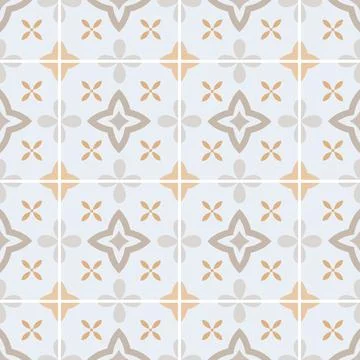 Simple retro ceramic tile seamless pattern. Abstract floral azulejo, turkish Illustrazione stock