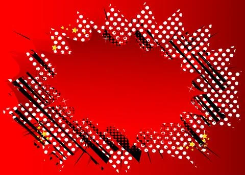 Simple retro comic background with rays and halftone dots, cartoon pop art st Stock Illustration