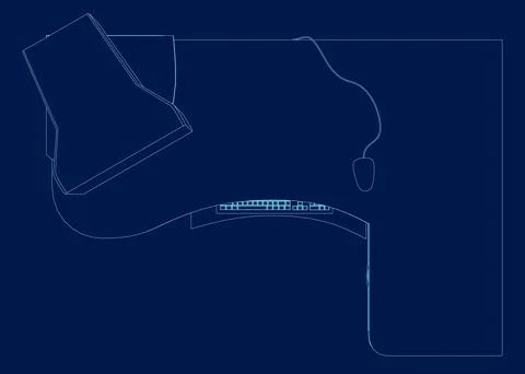 Simple retro Computer Desk contour. Top view. Vector illustration. Illustrazione stock