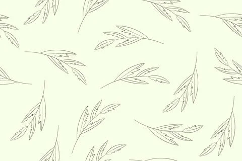 Simple retro leaves botanical seamless pattern on beige background Stock-Illustration