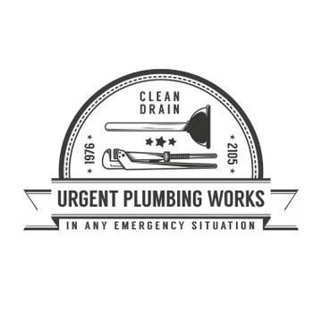 Simple retro logo plumbing services Stock Illustration