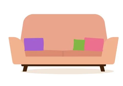 Simple retro sofa with pillows. Flat design Stock Illustration