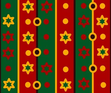 Simple retro striped pattern with stars and circles Stock Illustration