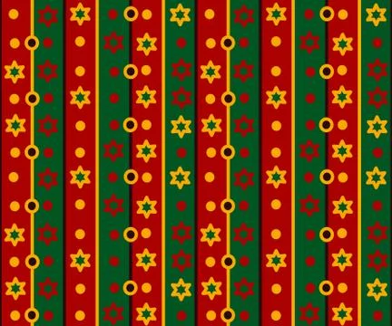 Simple retro striped pattern with stars and circles Illustrazione stock