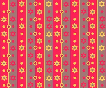Simple retro striped pattern with stars and circles Stock Illustration