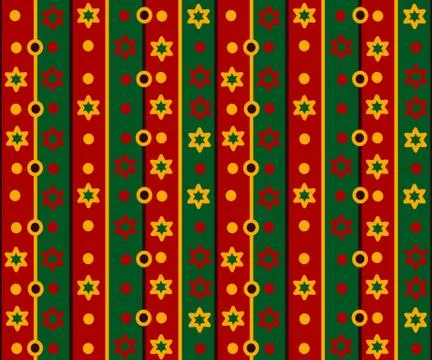 Simple retro striped pattern with stars and circles Stock Illustration