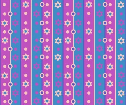 Simple retro striped pattern with stars and circles Stock Illustration