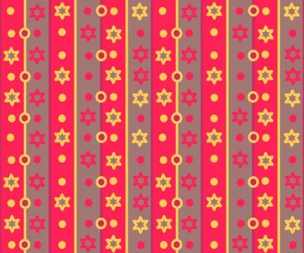 Simple retro striped pattern with stars and circles Stock Illustration