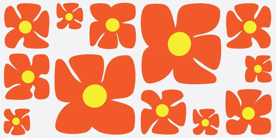 Simple Retro Style Flowers Pattern - Summer or Sping Theme from the 60s, 70.. Stock Illustration
