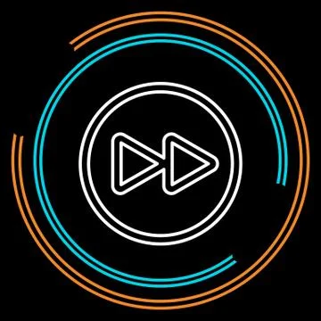 Simple Rewind Thin Line Vector Icon Stock Illustration