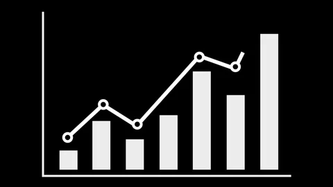 Simple rising bar and line chart business growth progress and financial suc.. Stock Footage 337177282