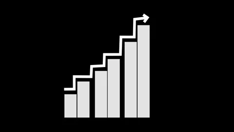 Simple rising bar chart with an upward arrow growth progress and success an.. Stock Footage 336877377