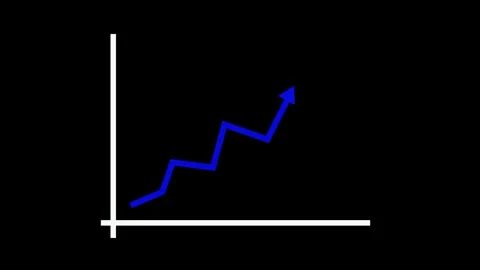 Simple rising line chart with a arrow graph animation Stock Footage 336884101