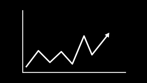 Simple rising line chart with arrow business growth progress and positive f.. Видео 337178122