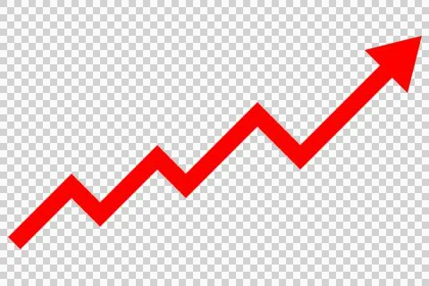 Simple rising polygonal arrow (red) Stock Illustration