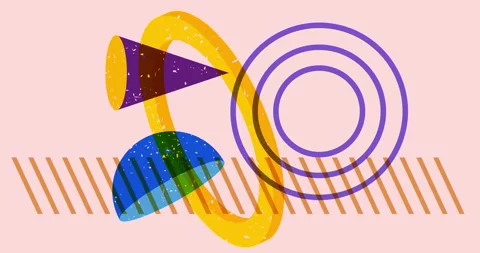 Simple risograph backdrop with geometric elements animation Stock Footage 280018638