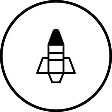 Simple Rocket Icon in Circular Frame: Symbol of Launch, Innovation, and Spa.. Stock Illustration